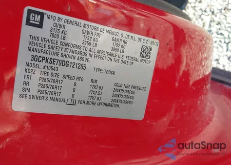 2013 Chevrolet Silverado 1500 Lt z USA, uszkodzony, nr VIN 3GCPKSE79DG121265